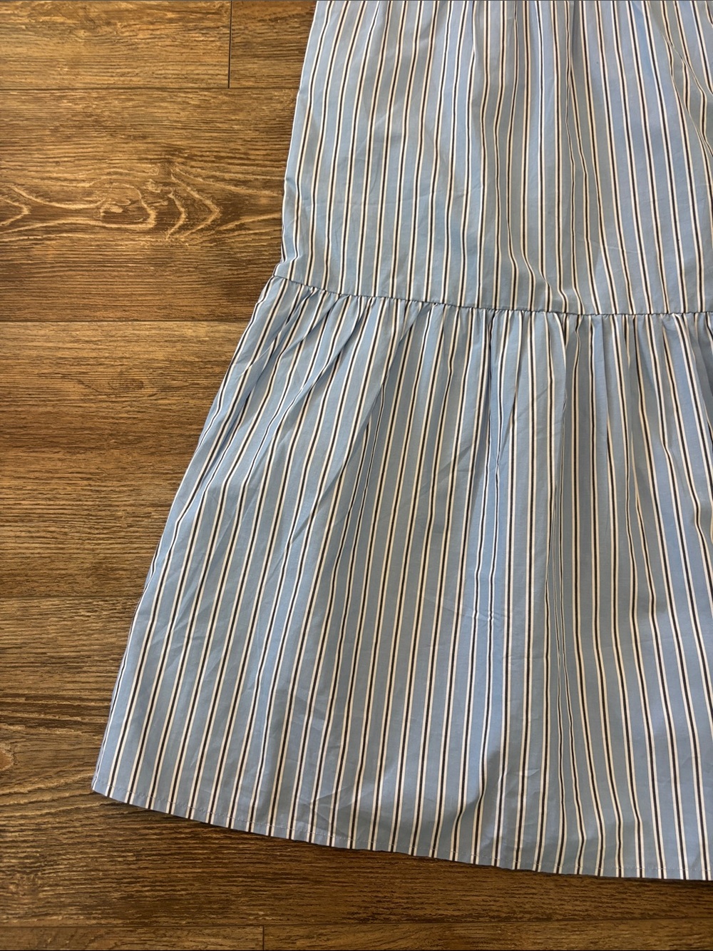 Quince Organic Cotton Poplin Midi Shirt Dress Blue Stripe Womens Size Medium NWT - Picture 7 of 13